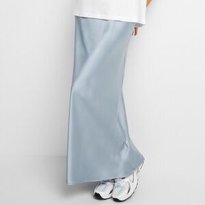 Baby blue satiny maxi skirt made in USA NWT